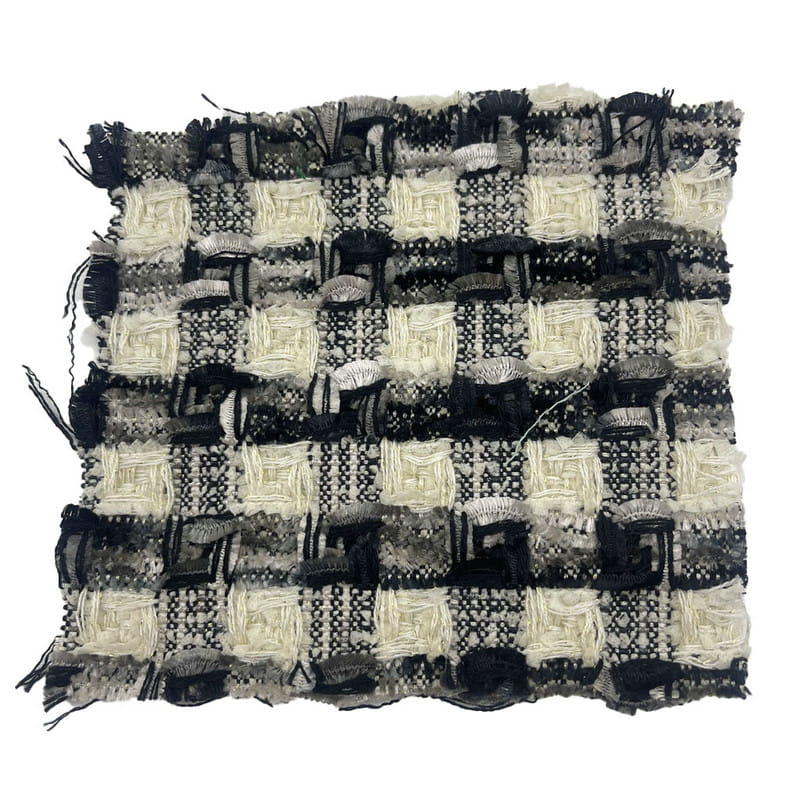 コート 22042 のための贅沢な黒灰色の細かい質感の格子縞のツイード生地