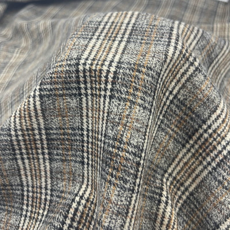 格子縞の千鳥格子チェック ブラウン メタリック織物 250515 に適しています