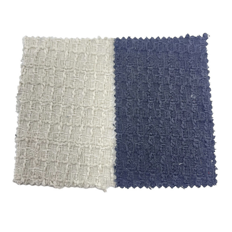 コート用エンボス加工ブラックホワイトチェックウールツイード生地 3786