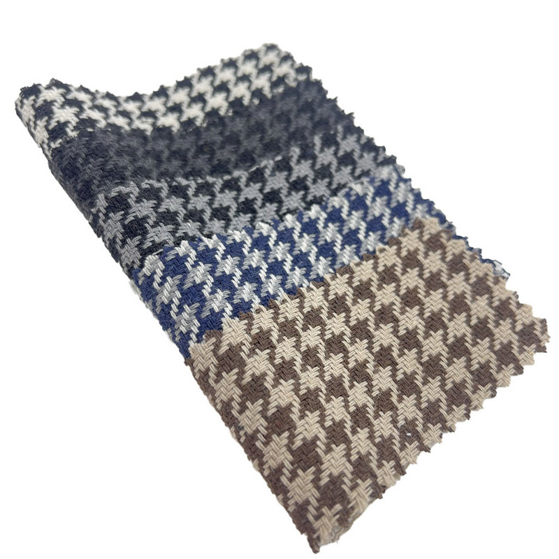 パーカー用ダークグレー千鳥格子ウール織物 3946